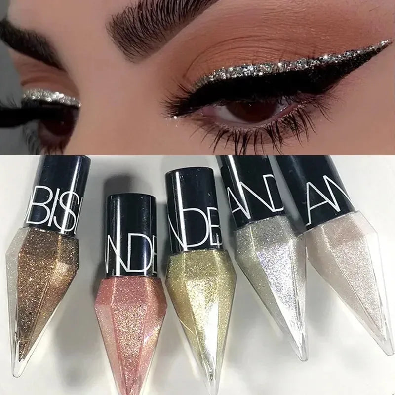 Diamond Shiny Eye Liners Eyeshadow Waterproof Silver Rose Gold Color Glitter Sequins Eyeliner Eye Shadow Makeup Beauty Cosmetics Purest Peak